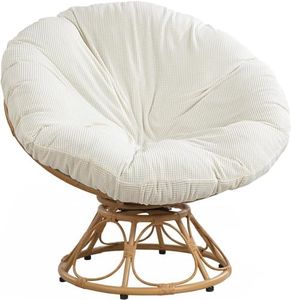 HOMBYS Cover for Papasan Cushion, Soft Slipcover Only, Removable and Machine Washable Chair Cushion Covers with Elastic Closure (Fits 50-52 inch, White)