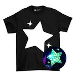 Illuminated Apparel Original Kids Sparkling Star Interactive Glow in The Dark T-Shirt (9-11 Years) Black