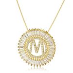 COTTVOTT A-Z Alphabet Pendant Necklaces Charms Women Initial Letter Chain Necklace 4 Colors, Copper, Cubic Zirconia