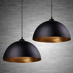 Frideko 2 Pack Lampshades for Ceiling Lights - Industrial Light Shade Ceiling Black Pendant Light Fitting Kitchen Lighting Metal Lampshade for Bedroom Living Room Lounge Hall - E27 Base