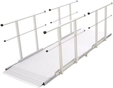 8' Wheelchair Ramp with Handrails for Home Steps, 850 lb Capacity, Non-Slip, Scooter Walker Entry Access, Silver Spring
