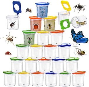 ZOOFOX 24 Pack Insect Bug Viewer, Catcher Bug Magnifying Insert Box with Colored Lids, Insect Cage Container for Kids Science Nature Exploration Tool