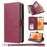 ZCDAYE Wallet Case for iPhone 13,Premium[Magnetic Closure][Zipper Pocket] Folio PU Leather Flip Case Cover with 9 Card Slots Kickstand for iPhone 13 (6.1 inch)-Burgundy