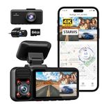 REDTIGER F17 4K 3 Channel Dash Camera for Cars Built-in 5.8GHz WiFi GPS, 4K+1080P+1080P Front and Rear Inside Loop Recording with 64GB Card, Dash Cam with 3 Inch Screen, WDR Night View