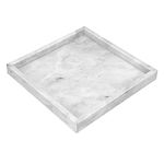 BSTKEY Natural Marble Stone Tray Decorative Coffee Table Tray, Square 25CM Marble Serving Tray Vanity Tray for Kitchen, Bathroom, Dresser, Countertop (Grey)