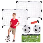 PROBEROS® Cotton Football Goals Kit Set of 2Pcs, Goal Target Nets DIY Assembly Small Outdoor Game with Inflatable Ball Toy & Manual Pump Indoor & Outdoor, Black