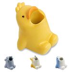 Cute Cartoon Toothbrush Holder for Kids, Fun Resin Pen Pencil Holder, Mini Animal Single Tooth Brush Stand, Creative Bathroom Organizer Storage for Vanity Countertop, Office (Duck)