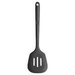 Heat Resistant Silicone Slotted Turner: U-Taste 315℃ High Heat Proof Kitchen Spatula Flipper, Non-Stick BPA Free Flexible Thin Rubber Cooking Utensil for Baking Frying Flipping Eggs, Pancake (Black)