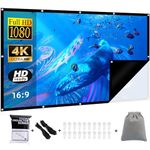 Black Backing Projector Screen 150 INCH VERCORKIN Outdoor Indoor Portable Projection Screens Movie Screen 16:9 Foldable for Home Theater Movies, Office, Outdoor Movies (150 INCH)