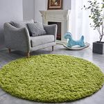 BRICHOEE Grass Green Round Rug 4 feet Super Soft Fluffy Shag Circle Area Rugs for Kid's Bedroom, Fuzzy Plush Shaggy Circular Rug for Teen's Room, Cute Grass Green Carpet for Nursery Room