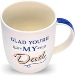 Dad Mug - (Glad You are my dad) - 350ml Ceramic Coffee Mug - Birthday Gifts for Dad and Grandad - Coffee Cup Tea Mug - Exquisite Dad Gifts from Daughter and Son