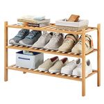 Bamboo Shoe Rack for Entryway, Stackable | Heavy Duty | Multi-Function, Free Standing Shoe Racks for Bedroom Hallway Closet … (Natural, 3-Tier)