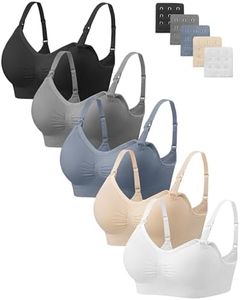 Angelhood Nursing Bra 5 Pack Womens Maternity Breastfeeding Seamless Wireless Sleep Bra with Extenders