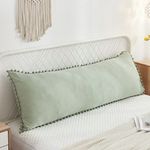 Sage Green Body Pillow Cover, 20x54 Body Pillow Cover, Boho Chic Pom Poms Fringe Design Green Body Pillow Cover Home Decorative Body Pillow Case Cover for Sofa Couch and Bed