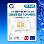O2 Unlimited Data SIM Card UK – Includes 30GB EU Roaming – Preloaded Data-Only SIM for Phones, Mobile WiFi & 4G/5G Routers
