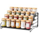 MAYZOLOP 4 Tier Spice Rack, Kitchen Cupboard Organiser, Black Detachable Kitchen Shelf Organiser, Metal Spice Holder, for Inside Cupboard, Pantry, Countertop, Width 34cm