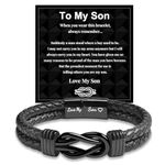 GBTBYS To My Son Bracelet, Son Gifts from Mom Dad, Gifts for Son, Leather Bracelets Inspirational Wristband Graduation Birthday Gifts for Son Teen Boy Him Black