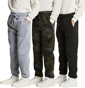 3 Pack: Boys Fleece Joggers Sweatpants Youth Teen Active Athletic Pajama Soft Warm Pants Pajamas Teen Gym Running Tech Sweats Casual Boys' Teens Winter Pockets Kids Drawstrings Sports-Set 8,M(10/12)