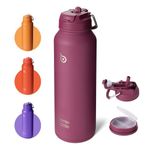 BOTTLE BOTTLE Insulated Water Bottle with Straw 1180ml(40oz) Sports Stainless Steel Water Bottles with Handle Lid Outdoors Drink Flask for Pills (red)