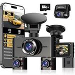2K 4 Channel Dash Cam Front and Rear Inside, 360° View Car Camera 2K FHD, Dash Camera for Cars Built-in Wi-Fi, Dashcam with 64GB Card, Voice Control, WDR Night Vision, 24H Parking Mode V7