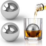 BEZTN Whiskey Stones Metal Ice Cube, Reusable Stainless Steel Silver Balls 2.2", Gifts for Men Dad Husband Boyfriend, Cool Retirement Gifts with Box Packages