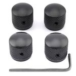 Musiclily Metric Metal Guitar Dome Knobs Volume Tone Control Knobs with Allen Keys Screws Set for Electric Guitar Bass, Black(Pack of 4)