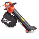 3000w Leaf Blower Garden Vacuum 45L Collection Bag 12m Power Cable Fox 4 in 1 Electric Telescopic Blower Vac Shredder Lightweight with Rake & Macerating Blades - 2 Years Warranty