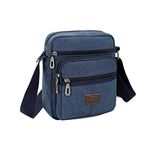 MOVKZACV Canvas Messenger Bag for Men,Multi Pockets Casual Crossbody Shoulder Bags Vintage Satchel for Travel Work Business