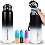 Insulated Water Bottle, 32 oz Water Bottle Keep Cold and Hot Metal Thermos Bottles for Sports Gym and Travel, BPA Free - 1000ML Black/White Gradient