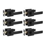 KNOBWELL 6 Pack Door Handles Black, Privacy Door Lock Bed and Bath Leverset Lockset, Left or Right Handing, Matte Black Finish 2.07 lb One Lever