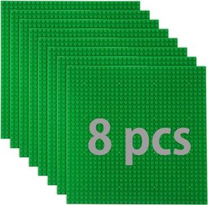 Juego de 8 placas de construcción compatibles con la mayoría de las marcas, placa base clásica, compatible con placa de construcción Lego Classic, 25,5 x 25,5 cm, color verde