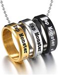 Mshion Rings for Womens Mens, Sports Fan Rings with Stainless Steel Chain for Necklace(Pack of 3), Metal, No Gemstone