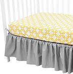 American Baby Company 100% Cotton Percale Standard Crib and Toddler Mattress Bundle, Yellow Gotcha Fitted Sheet and Gray Skirt, for Boys and Girls