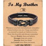 Shuxin Birthday Gifts for brother, Best Big Brother Christmas Gifts for Boys, Funny Gift Ideas for Brother, Leather Bracelet Jewellery Presents for Him Thanksgiving Day