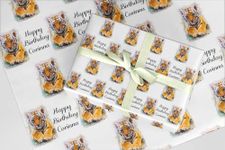 3 x Tiger wrapping paper Personalised A3 eco friendly thick quality gift wrap paper birthday her daughter son safari animals Customised