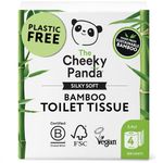The Cheeky Panda – Bamboo Toilet Tissue Paper | Pack of 4 Rolls (3-Ply, 200 Sheets) | Hypoallergenic, Plastic-Free, Eco-Friendly, Super Soft, Strong & Sustainable