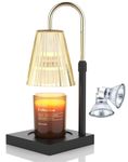 Candle Warmer Lamp, Electric Candle Warmer with Timer and Dimmable for Jar Candles with 2 Bulbs Bedroom Home Decor House Warming Gifts, Adjustable Height Vintage (Black)