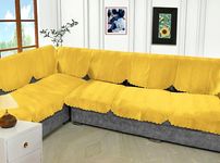 Fashion Throw Sofa Cover L Shape 6 Seats | Velvet Quilted Anti-Slip Sofa Cover Protector Covers | Sofa Cover for Living Room | Sofa Slipcovers (Yellow (Design- 2), L-Shape)