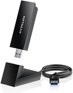 NETGEAR Nighthawk WiFi 6 or 6E USB 3.0 Adapter (A8000) - AXE3000 Tri-Band Wireless Gigabit Speed (Up to 3Gbps) - New 6GHz Band – Works with Any Router Or Mesh System - for Windows PC