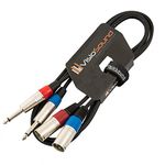 2 x Male XLR to 2 x 6.35mm 1/4" Mono Jack Twin Lead/Audio Signal Patch Cable 1.5m