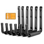 HOME COMPOSER Garage Storage Hooks Heavy Duty, 20cm Wall Mount Utility Hooks with EVA Protector, Black Tool Organizing Hangers for Ladders, Chairs and Bikes