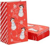 Juvale 36 Pack Snowman Christmas Goody Bags for Kids, Holiday Party Favor Gifts, Treat, Lunch Sacks (Red)