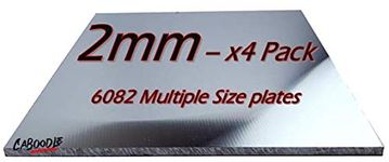 2mm Aluminium Sheet Plate - 6082-T6 Grade - (100-100-2mm-4Pk)