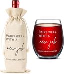 YUEYUQIU New Job Gifts for Women Men, Coworker Leaving Gifts New Job Promotion Gift Goodbye Going Away Gifts for Coworkers, Colleagues, Boss, Friends Wine Bag Glass, Pairs Well with New Job