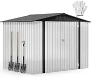 DWVO 8x6ft Metal Outdoor Storage Shed, Waterproof Tool Shed Heavy-Duty Storage Unit with Lockable Door and Vents, Ideal for Bicycles, Tools, Lawnmowers, Backyards, Patios, Lawns - White