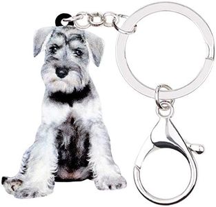 DUOWEI Lindo llavero de perro Schnauzer cachorro mascotas llavero bolso bolso para mujeres jóvenes niñas encanto regalo, Gris, M