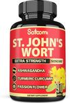 St. John's Wort Capsules Extract Supplement - *3 Month Supply* - 6 Herbs Equivalent 5050 mg - Emotional Balance, Joyful Mood & Stress Response Support - 1 Pack 90 Veggie Capsule