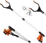 Grapelet Grabber Reacher Tool, 32" Foldable Pickup Tool with Magnet, Lightweight Aluminum Reaching Aid with Rotating Rubber Gripper,Litter Trash Picker