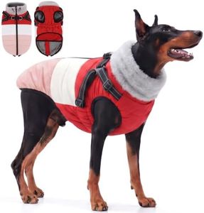 FUAMEY Dog Winter Jacket with Fleece Collar for XXX-Large Dogs,Pink,3XL