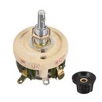 sourcing map Wirewound Ceramic Potentiometer Variable Rheostat Resistor 25W 50R Ohm With Knobs